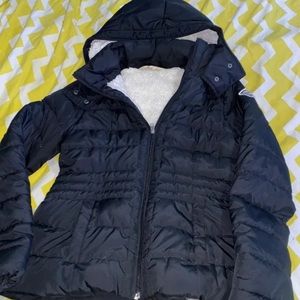 Hollister black down hoodie jacket coat size L